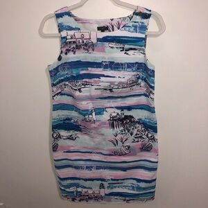 Talbots Harbor beach lighthouse sunset ocean cruise sailing shift Dress Size 4p